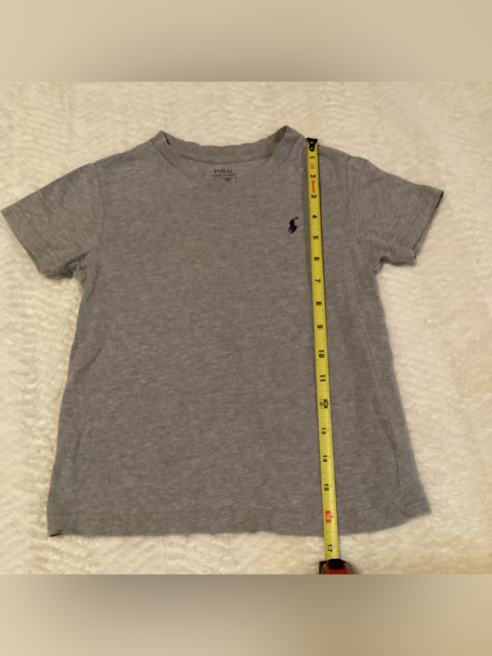 Kids  V Neck Polo Ralph Lauren 4/4T Grey T Shirt Cotton Navy Logo Tee